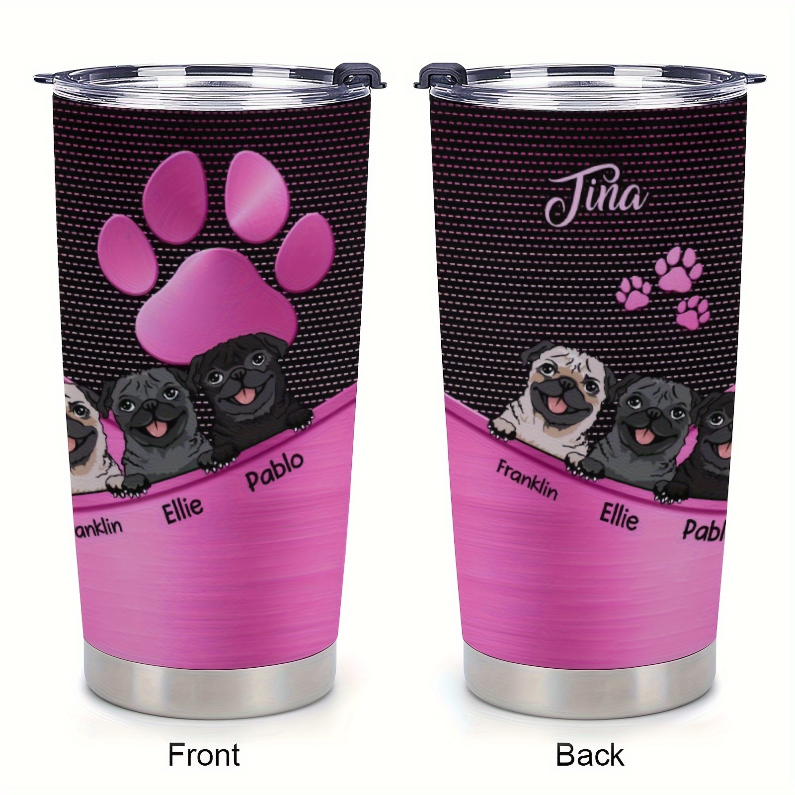 

1pc 20oz, Stainless Steel Cup, Puppy Car Insulation Cup Tumbler Cup With Lid Travel Coffee Mugs Cup, Car Outdoor Tumbler Cup, Gift For Relatives