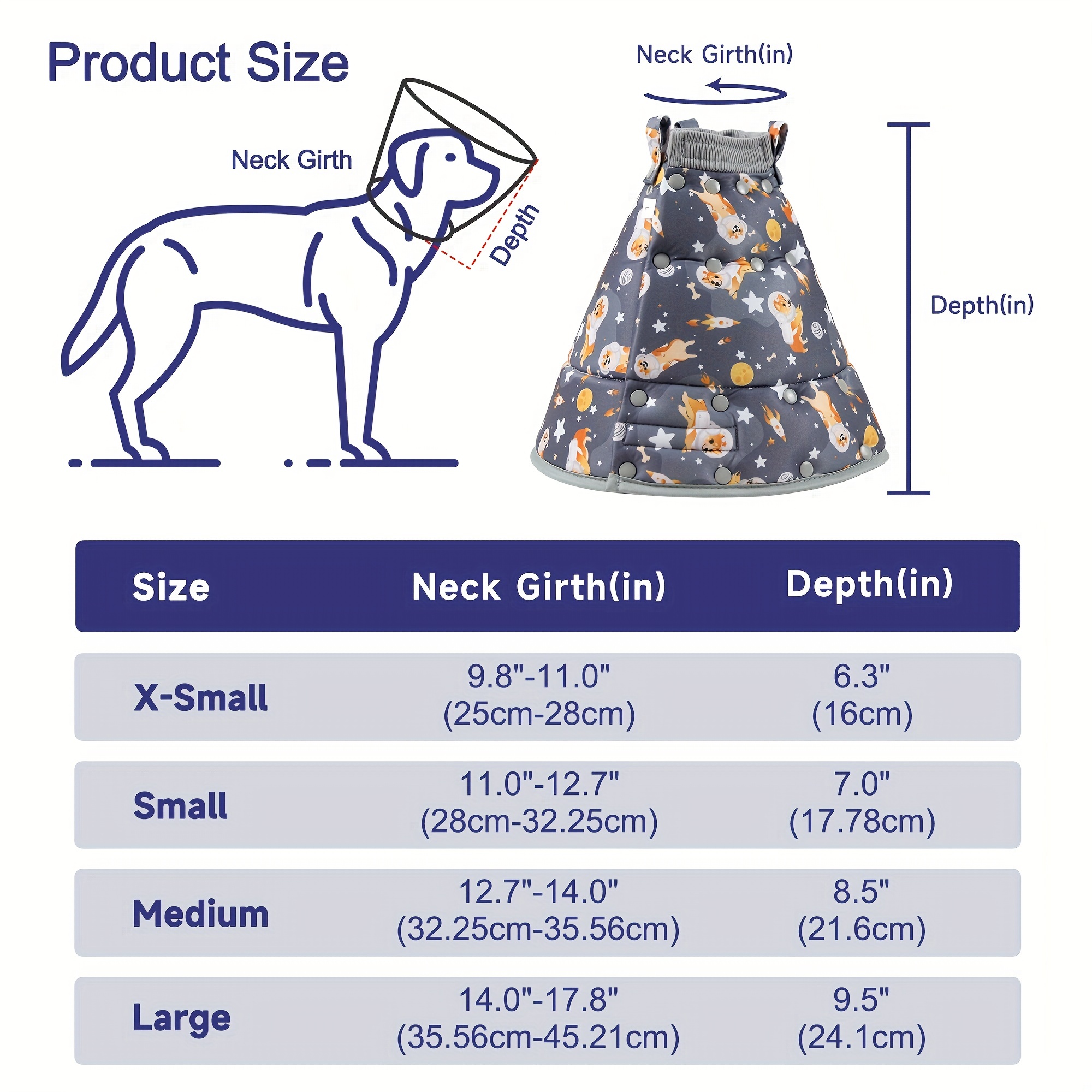 Adjustable Space Dog Graphic Cat Cone Collar