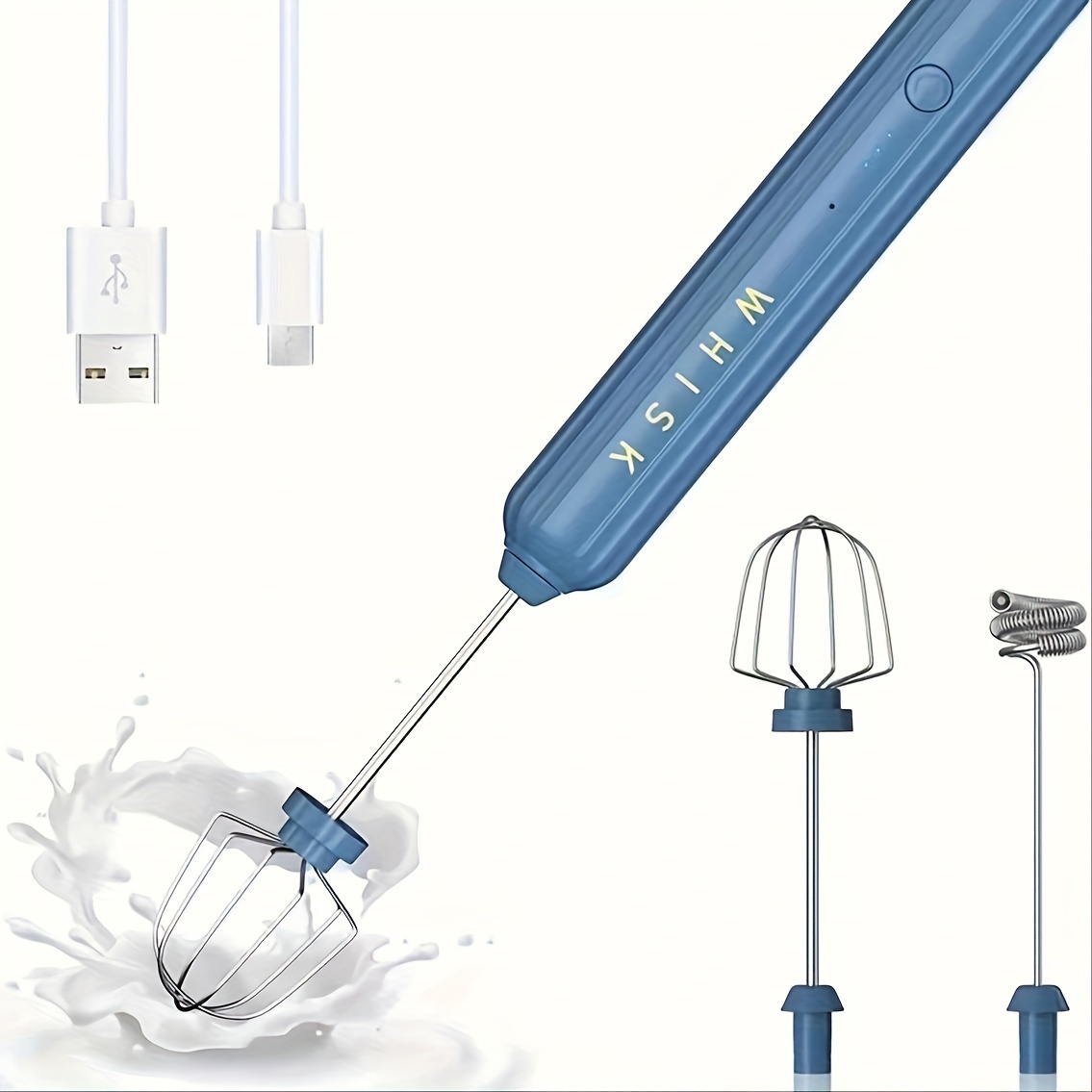 Electric Milk Frothers, Wireless USB Rechargeable 2 Speed Modes  Whisk, Electric Whisker, Electric Blender Whisk Portable Mini, Mini Drink  Mixer Whisk, Handheld Low Noise Whisk With 1200mah Batte: Home & Kitchen