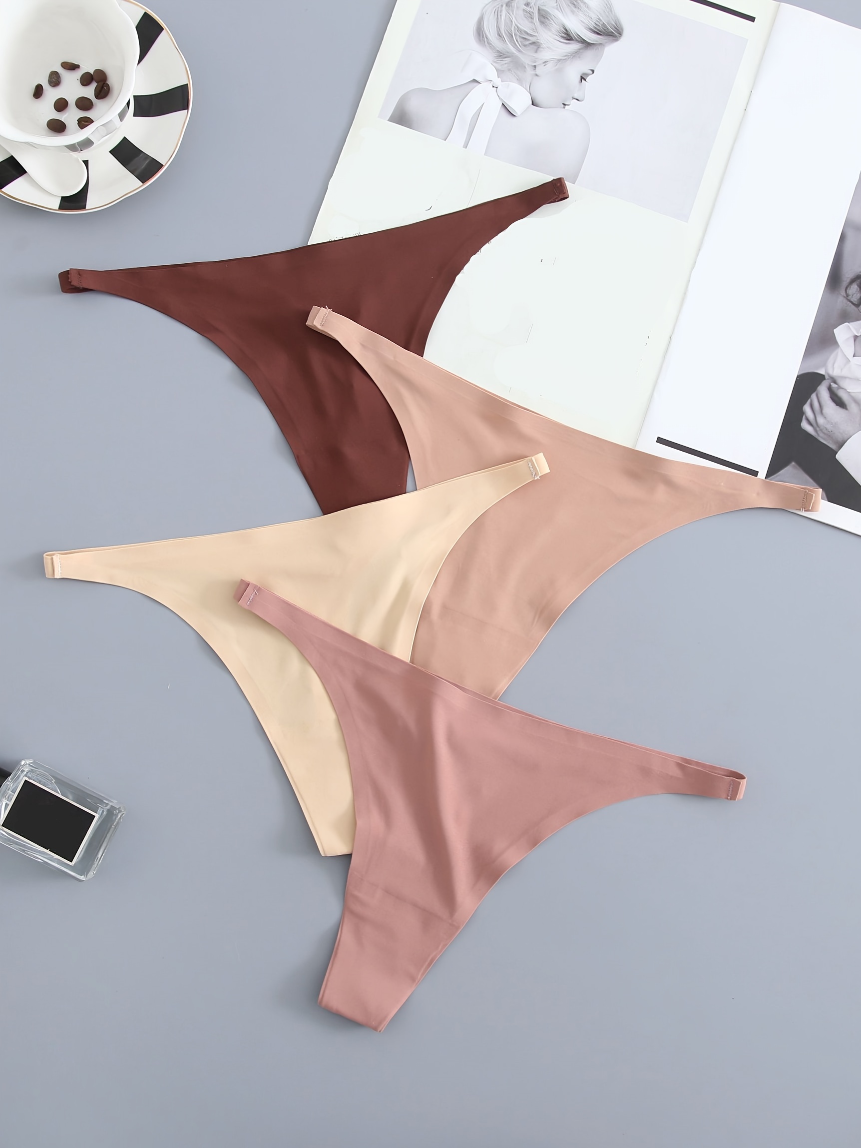 Women's Simple Soft Seamless Bikini Panties Thin Solid - Temu Canada