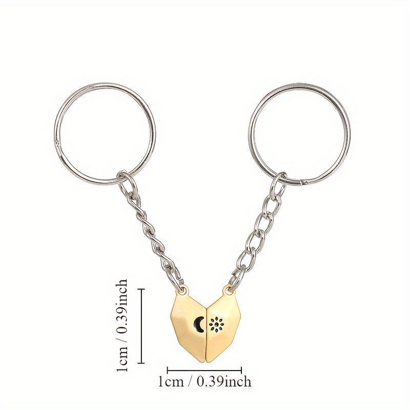 Heart Couple Key Chain Sun Moon Magnetic Key Ring Bag Backpack Hanging  Pendant Accessories For Women Girls - Temu