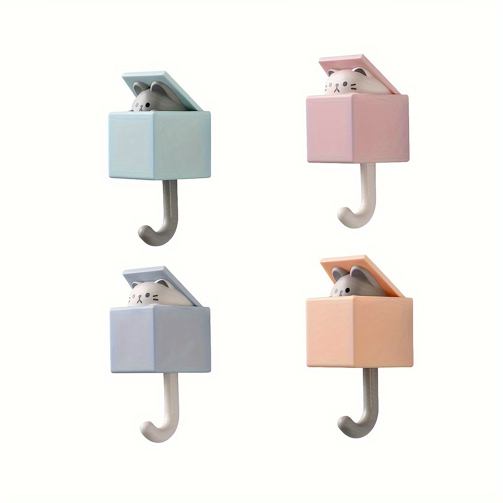 Stainless Steel Hooks Self adhesive Creative Cat Decorative - Temu