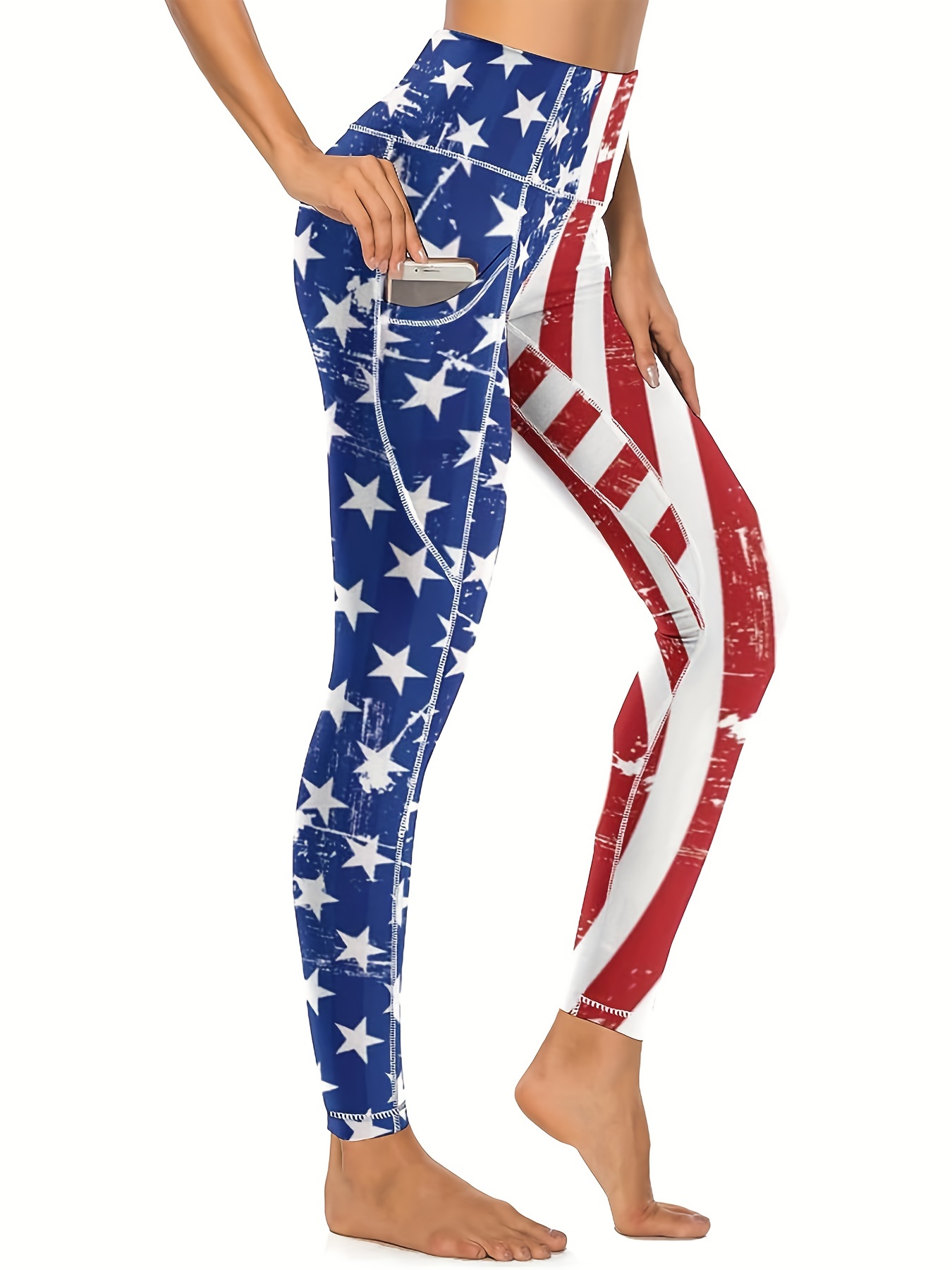 Patriotic Leggings for Women High Waist 4th of July Yoga Leggings American  Flag Tummy Control Sports Running Tights
