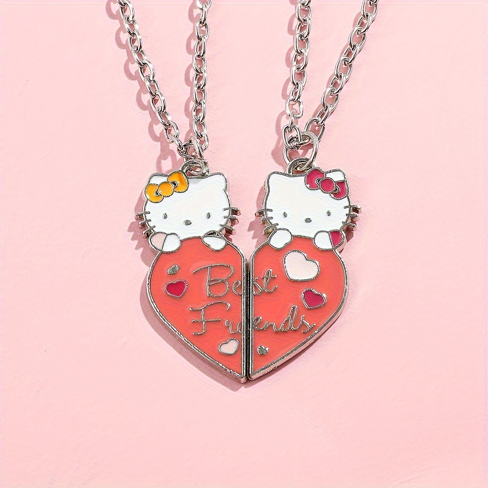Kawaii Hello Kitty Necklace Anime Character Sanrio Couple Golden Silver  Clavicle Chain Pendant Jewelry Sweet Girl Birthday Gift - AliExpress