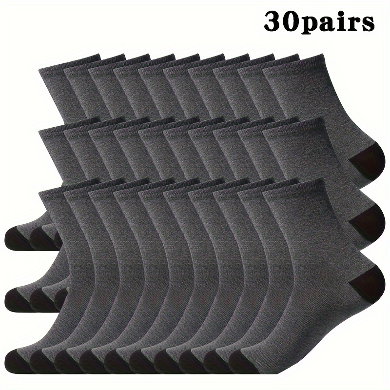 20/30/50 Paren Heren Zwarte Sokken – Ademende, Comfortabele Kniekousen met Textuur voor Casual Outfits, Schattige Sokken