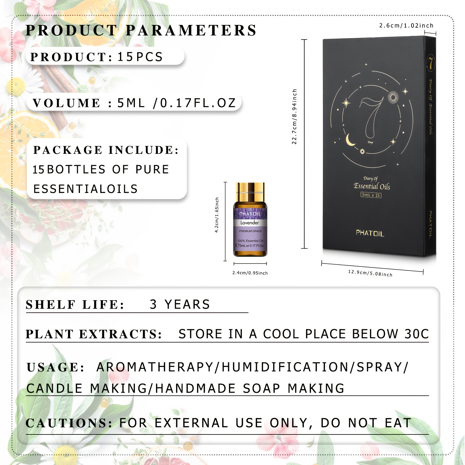 15pcs PHATOIL 5ml/0.17fl.oz Essential Oils Set Gift Set Alcohol-Free Perfect for Diffusers, Humidifiers, Soap/Candle Making, Christmas Gift, Lover, Friends, Oils, DIY Oil Blends, Stylish Oil Packaging, Luxury Set, Highquality Oils, Handcrafted Blends, Small Bottle Oils, Multipurpose Oils, DIY Craft, Wellness Enthusiasts