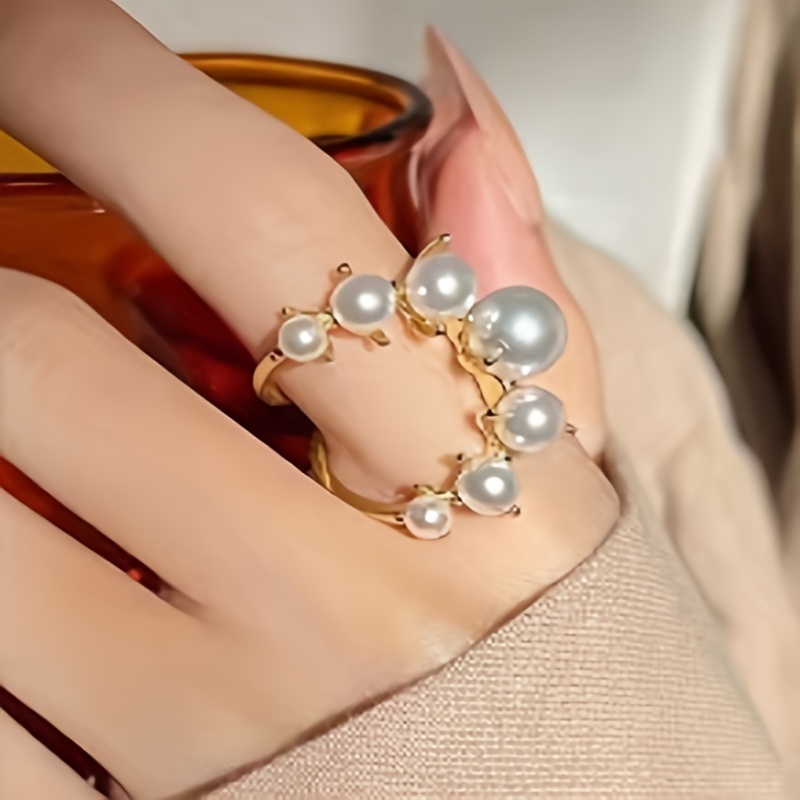 French Romantic Ring with Spherical Stone, Adjustable, Party Accessory