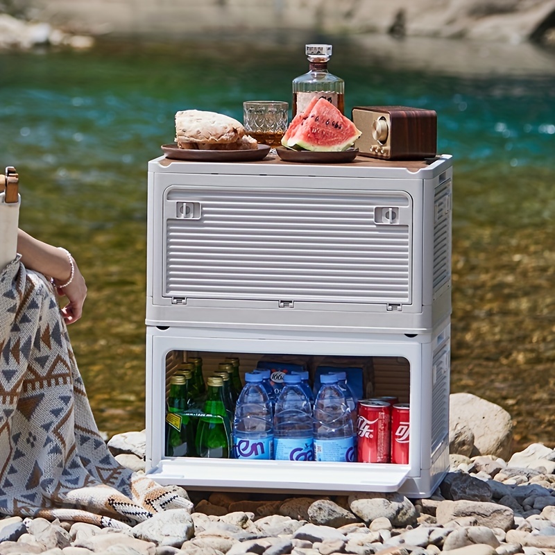 aikidio Picknickkorb Outdoor Camping-Aufbewahrungsbox Holzdeckel