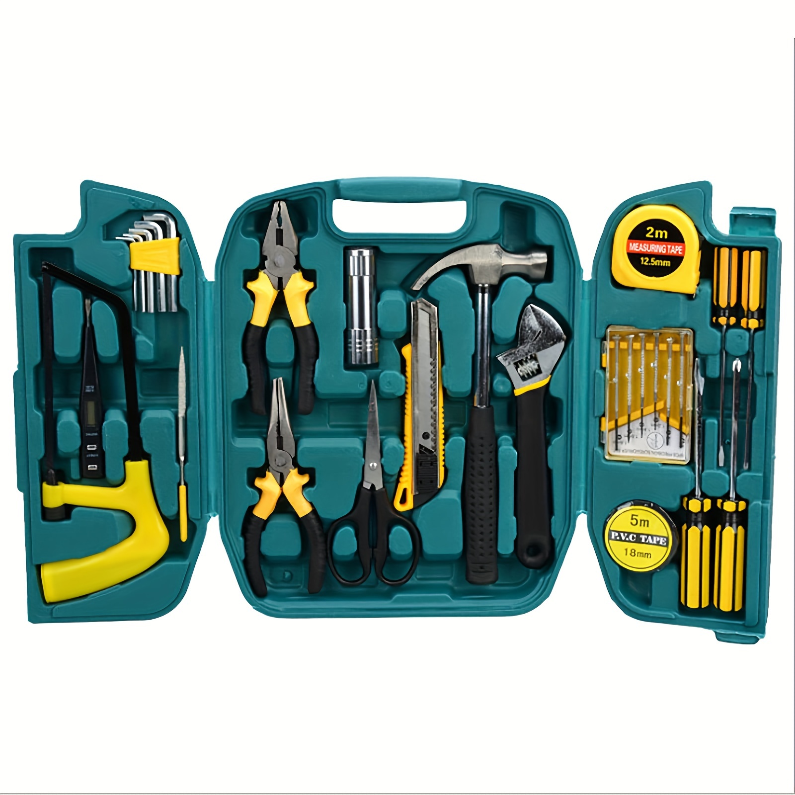 39pcs Multifunctional Household Hand Tool Set, Pink Women Hardware Toolbox,  Wrench Screwdriver Pliers Hammer Hand Tools Box