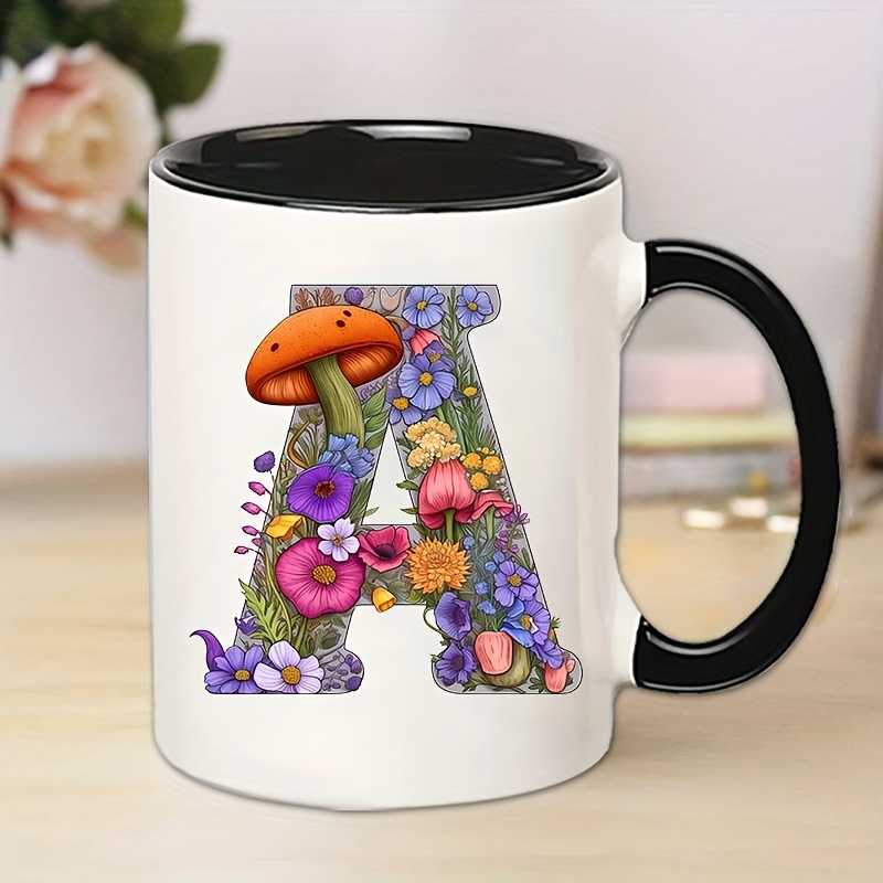 Alphabet Flower Coffee Mug Ceramic Coffee Cups Capital - Temu