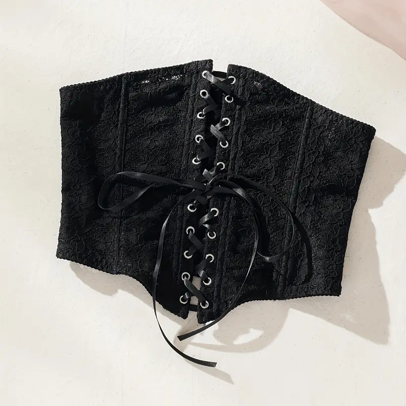 Black Lace Corset Top Girdle Waist Cincher Sexy Lingerie For Women
