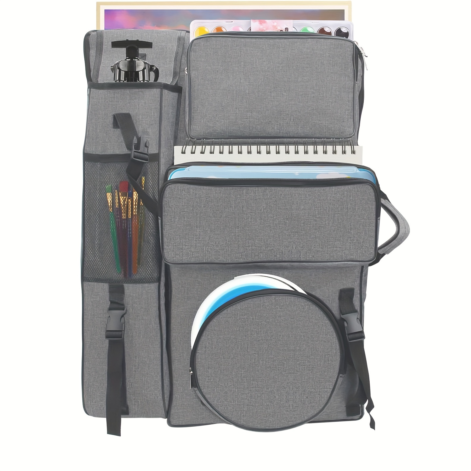 Art Portfolio Case Art Supplies Multifunction with Outer Pockets Drawing  Painting Board Storage for Outdoor Blue Large 