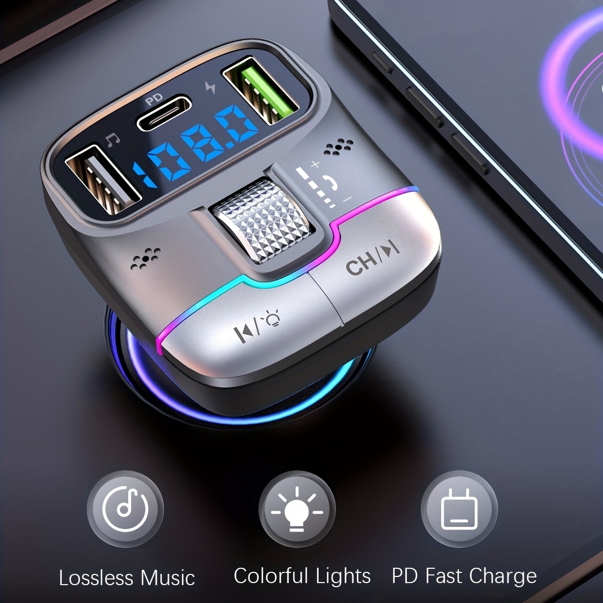 Kaufe Auto-MP3-Player mit Umgebungslicht, Auto-Bluetooth-Player, U