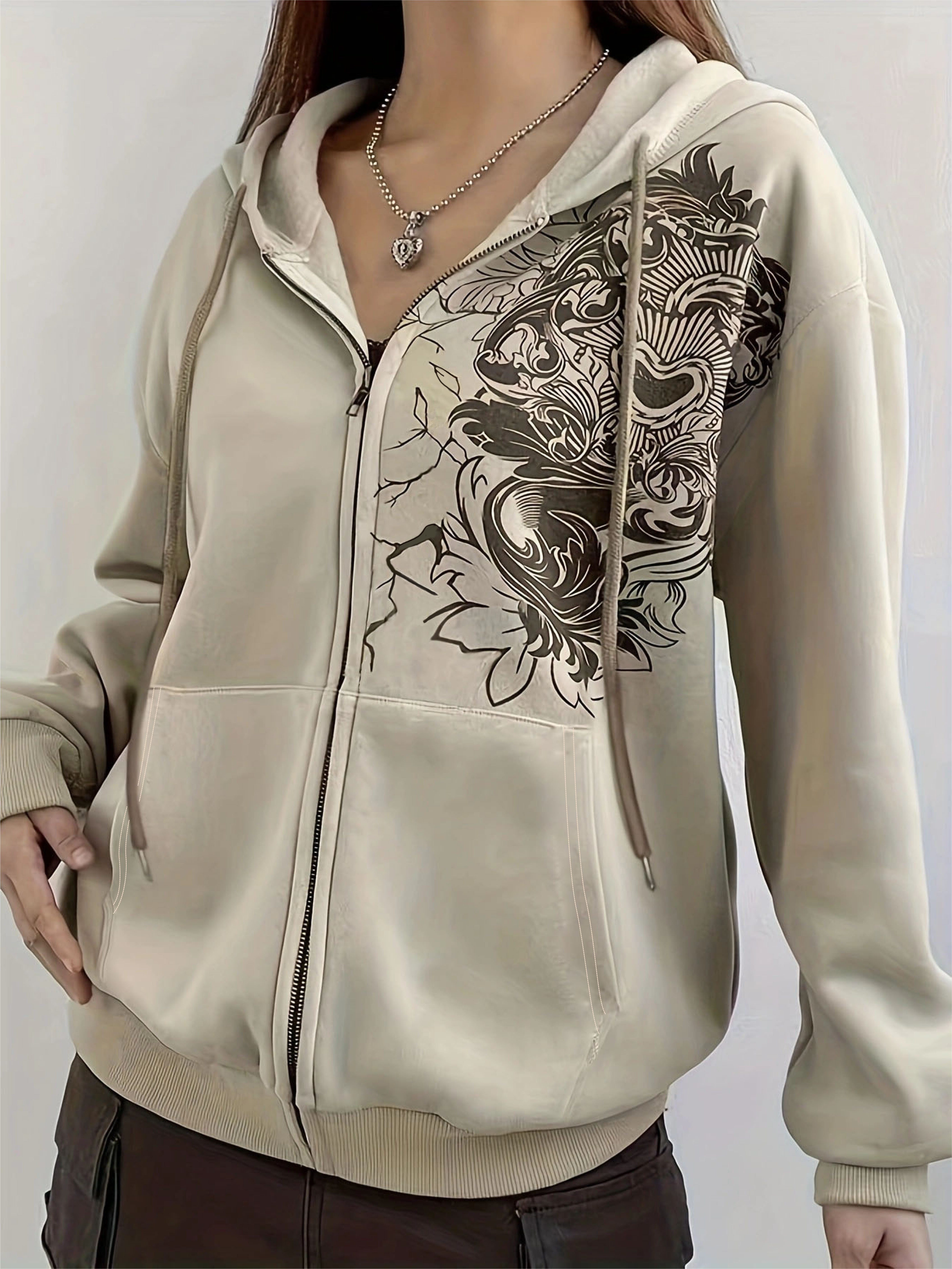 Womens Cropped Zip Up Hoodie Long Sleeve Drawstring Y2K Crop Jacket with  Pockets