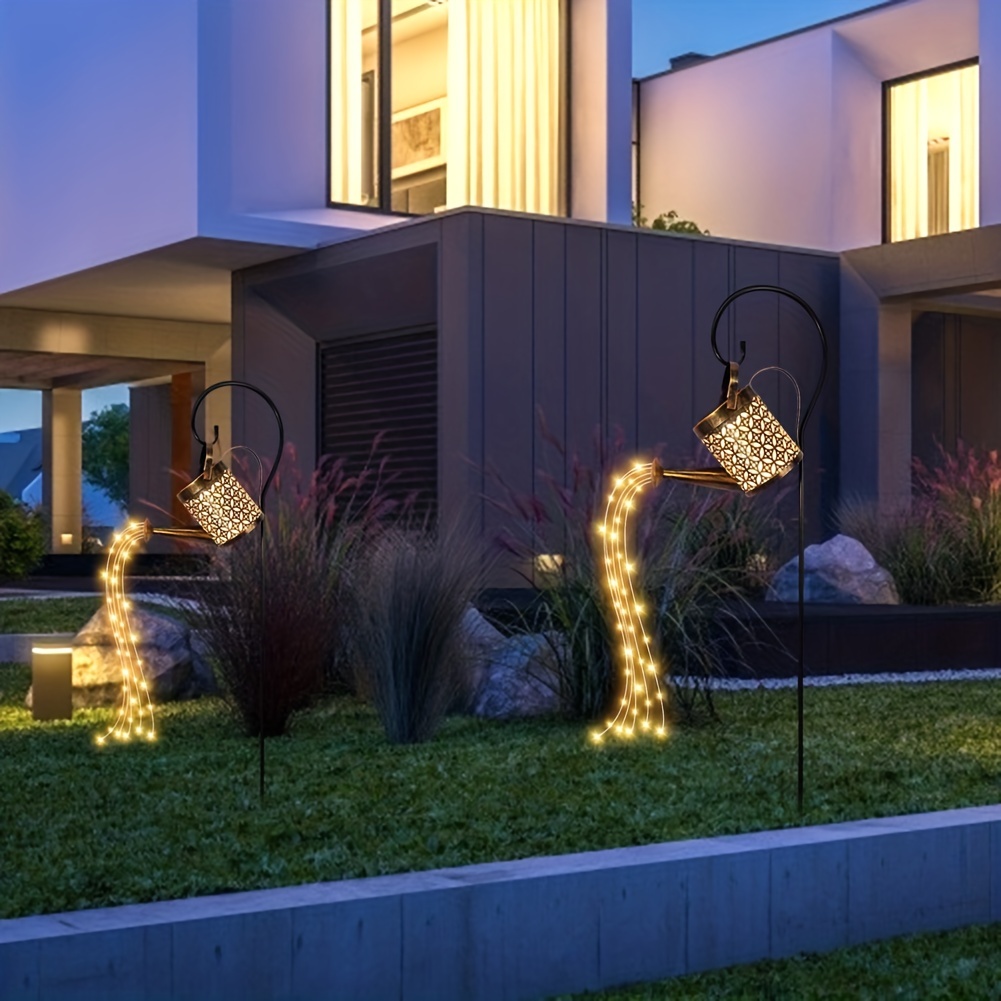 Luces solares para regadera, luces de jardín más grandes, luces solares  para exteriores, impermeables, luces de decoración de jardín para  exteriores