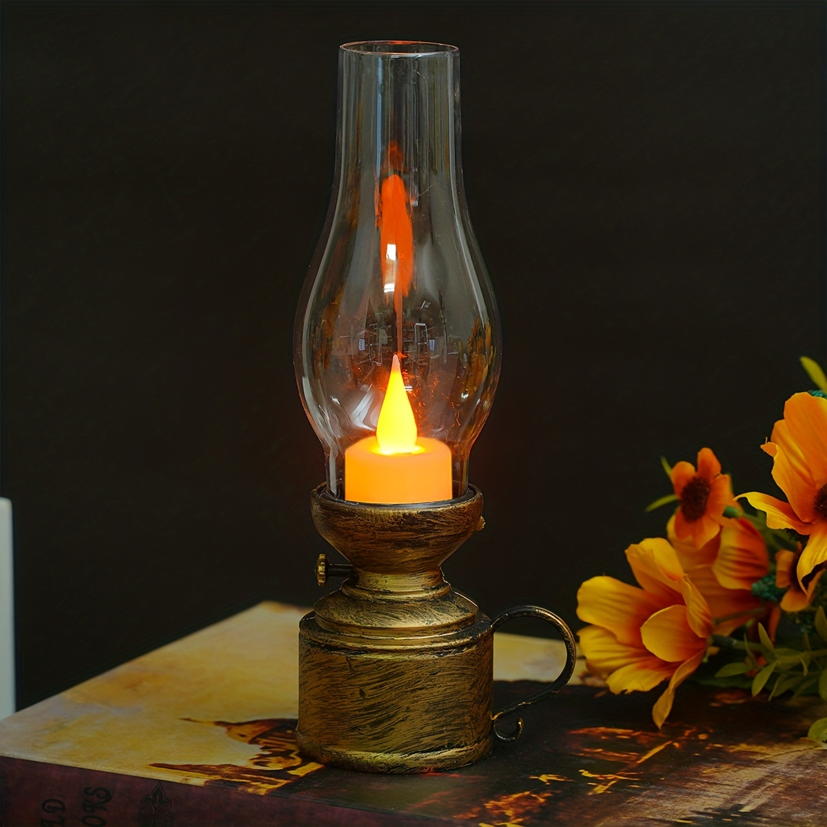 1pc Led Kerosene Oil Lamp Lantern Vintage Oil Lamps Chamber - Temu