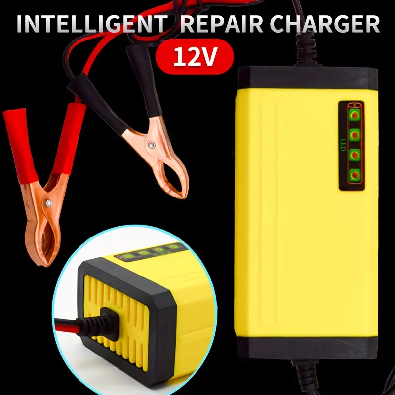 1pc Car Motorcycle Battery Charger 12v 2a Full Automatic 3 Stages Lead Acid  Agm Gel Intelligent Repair Charger Lcd Display Car Truck, Shop  Limited-time Deals