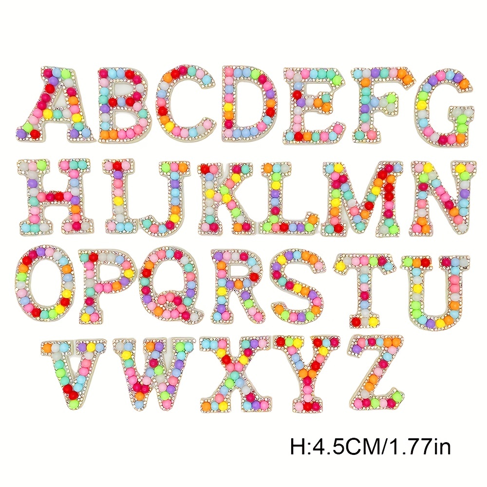 26pcs Alphabet Rhinestone Pearl Beads Letter Patch Decals DIY Accessories