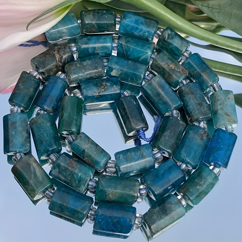 

8x11mm Natural Faceted Blue Apatite Stone Beads Cylinder Loose Spacer Beads Fashion For Diy Bracelet Necklace Jewelry Making Craft Supplies