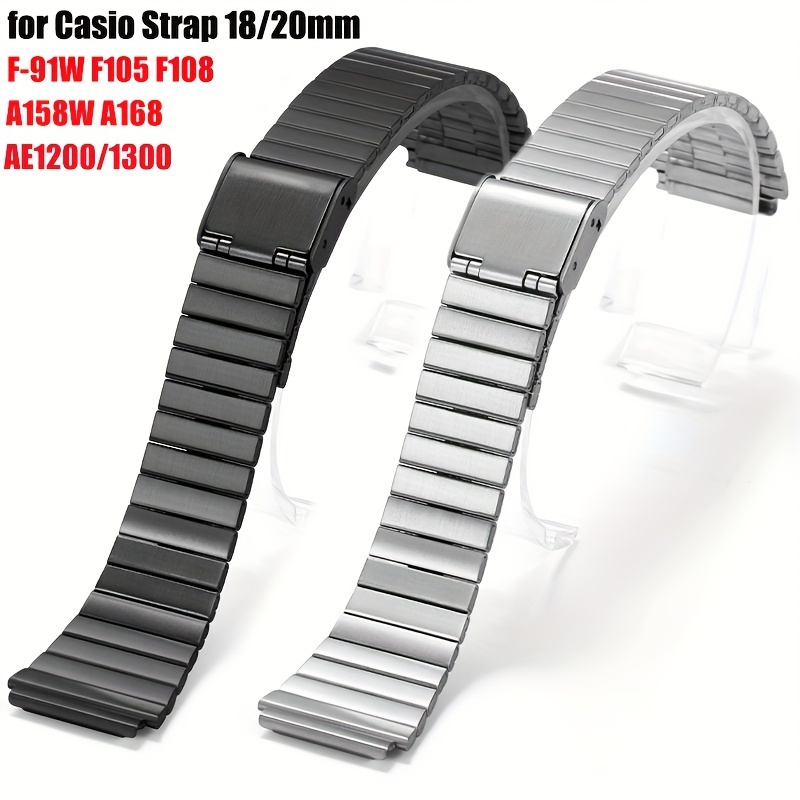 CASIO F-91W Rubber Watch Strap - Metal Buckle - 18mm - Replacement
