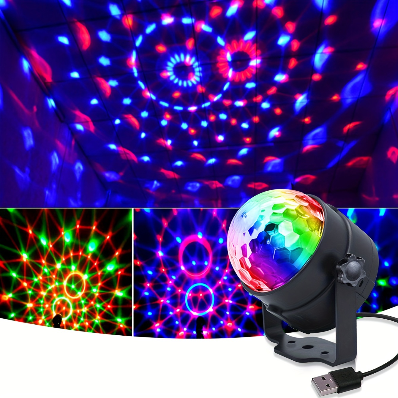 1pc abs crystal remote control magic ball light seven color rotating stage light with remote control bracket laser flash rotating light remote control color change cool stage light projection light 2