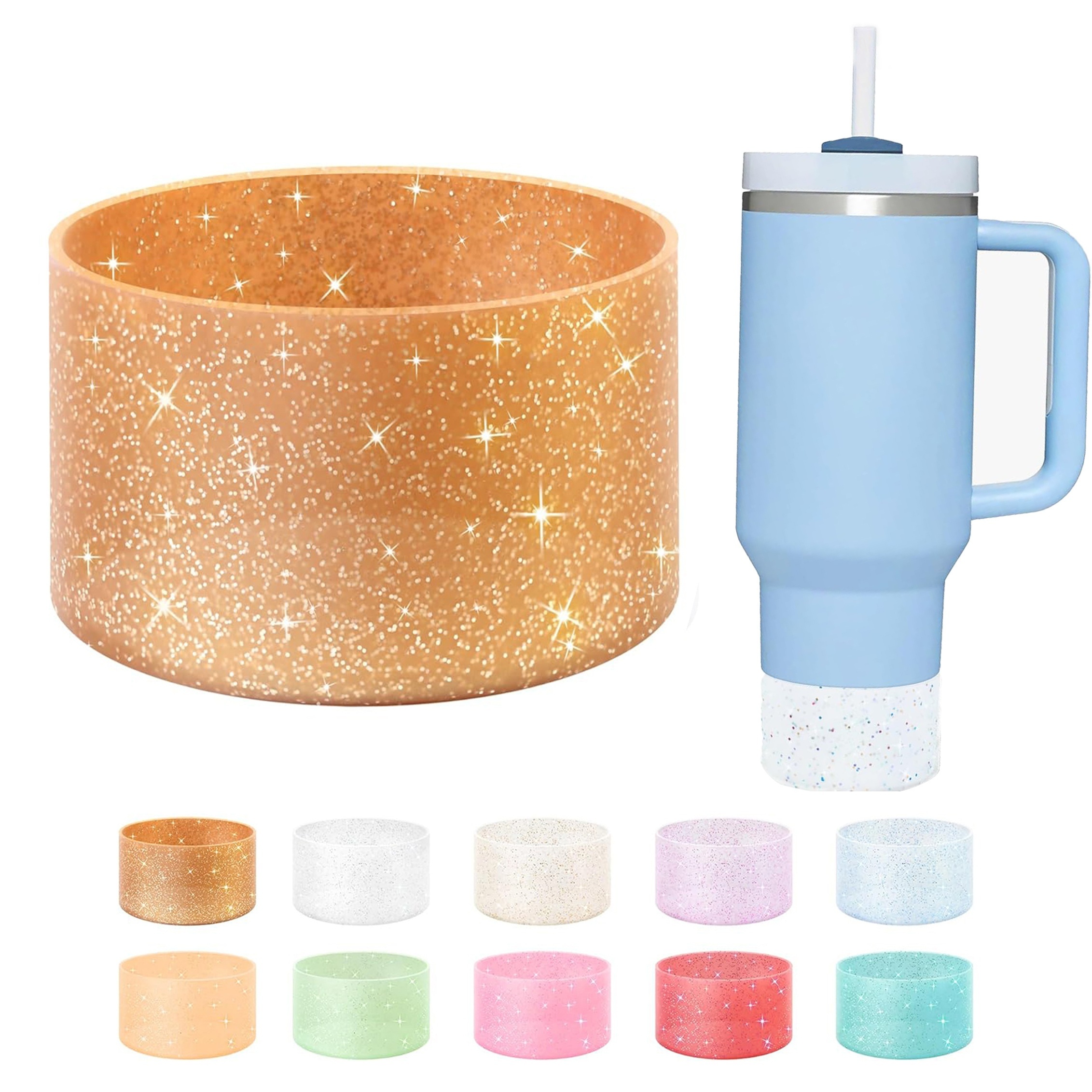 Glitter Silicone Cup Boot Sleeve, Non-slip Cup Bottom Cover, Cup