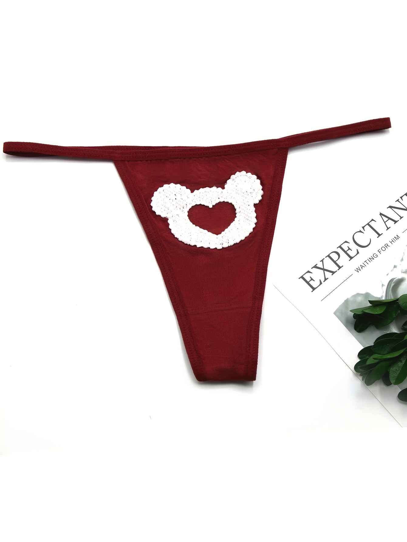 3pcs Heart Pattern Thongs, Cut Out Faux Pearl Panties, Women's Sexy  Lingerie & Underwear