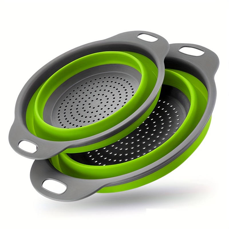 TEMU 1/2pcs Foldable Filter And Colander For Kitchen, Wafallwdream Silicone Foldable Colander Basket Set, Suitable For Vegetables, Berries, Tomatoes,