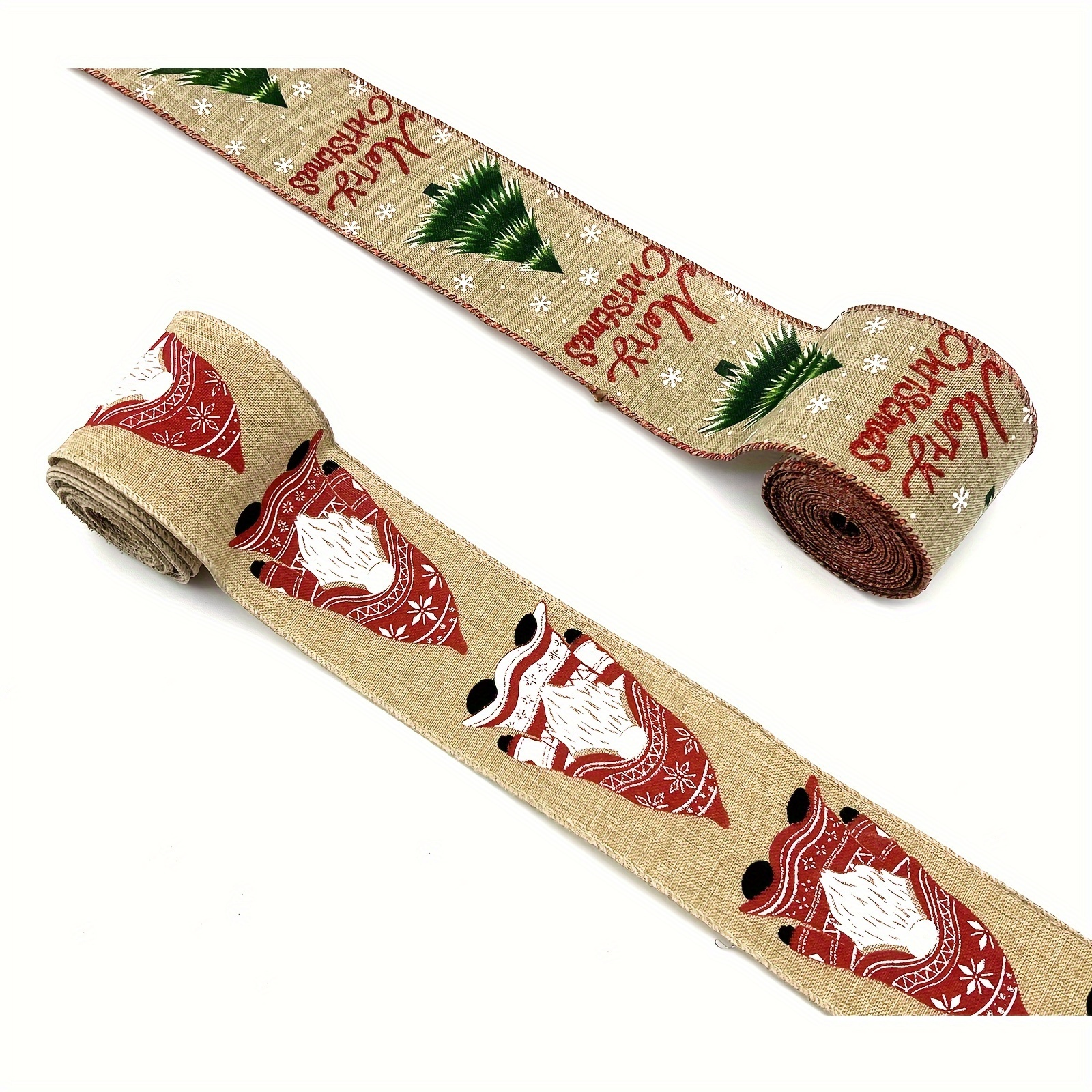 Christmas Ribbon Christmas Wired Edge Ribbons Merry - Temu