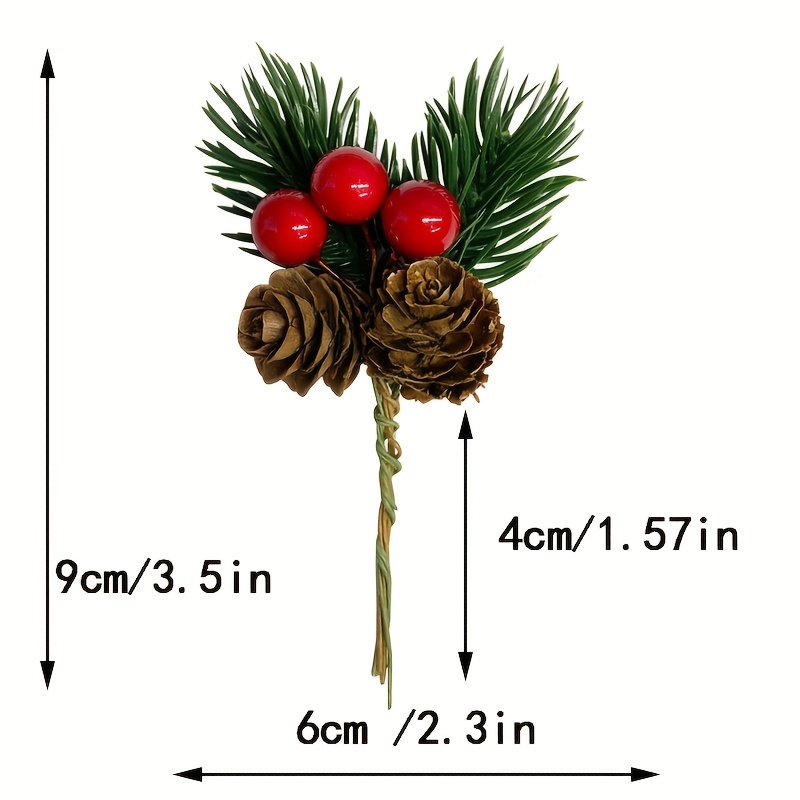  SLDHFE 20 pcs Artificial Pine Cone Picks,Red Berry Needle  Stems,Pine Branches Evergreen Christmas Decor for Home Holiday Wedding  Party DIY Christmas Tree Crafts Decor : Home & Kitchen