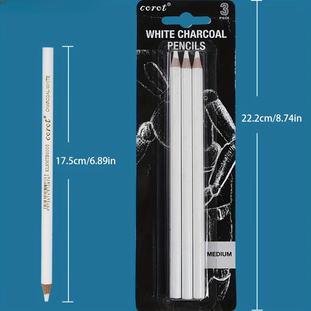 White Charcoal Pencil Medium 1 pc or 3pcs Charcoal white