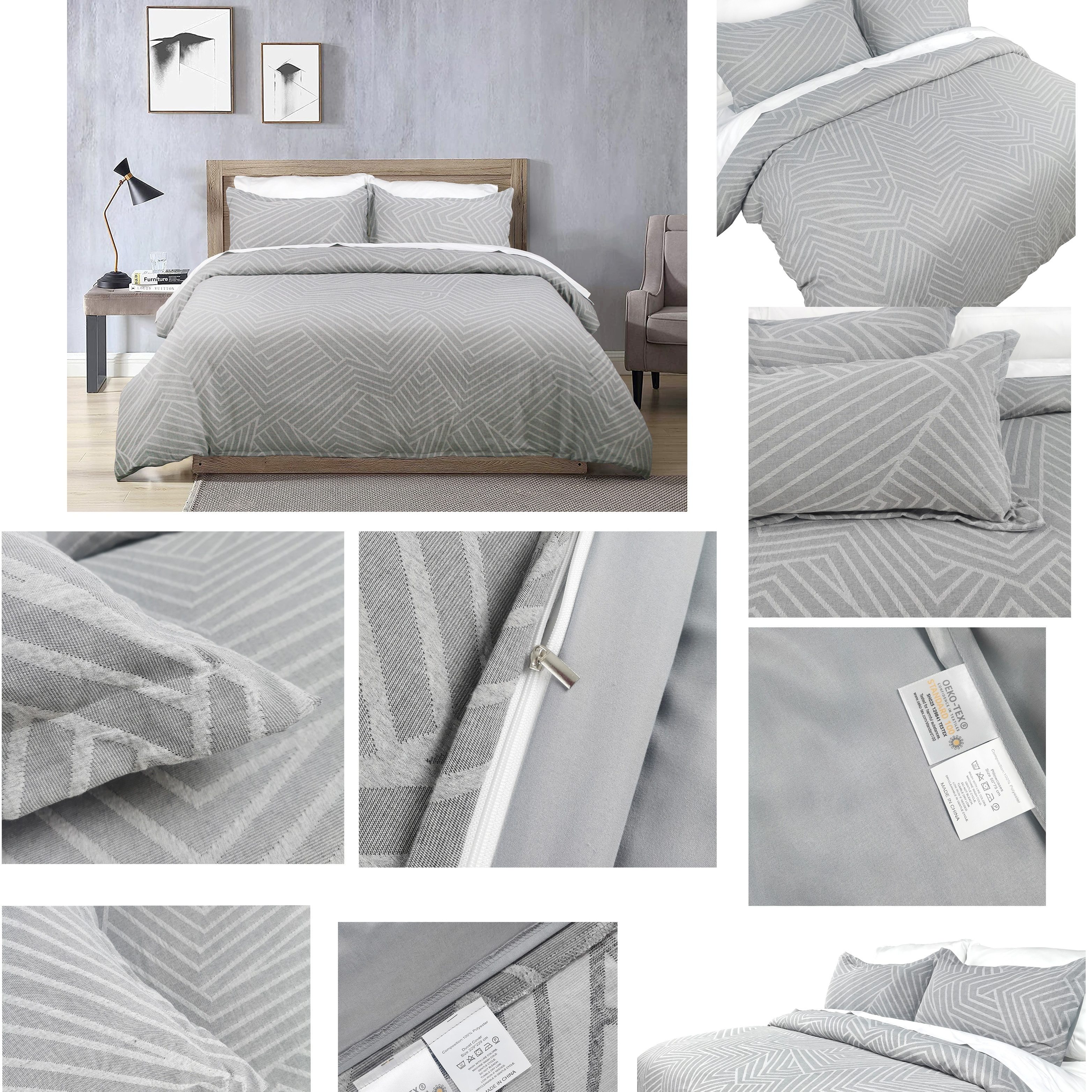 3pcs Geometric Pattern Bedding Set All Season Jacquard Duvet Cover