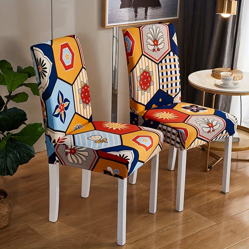 Stretch Kitchen Bohemian Style Printed Chair Cover Elastic - Temu
