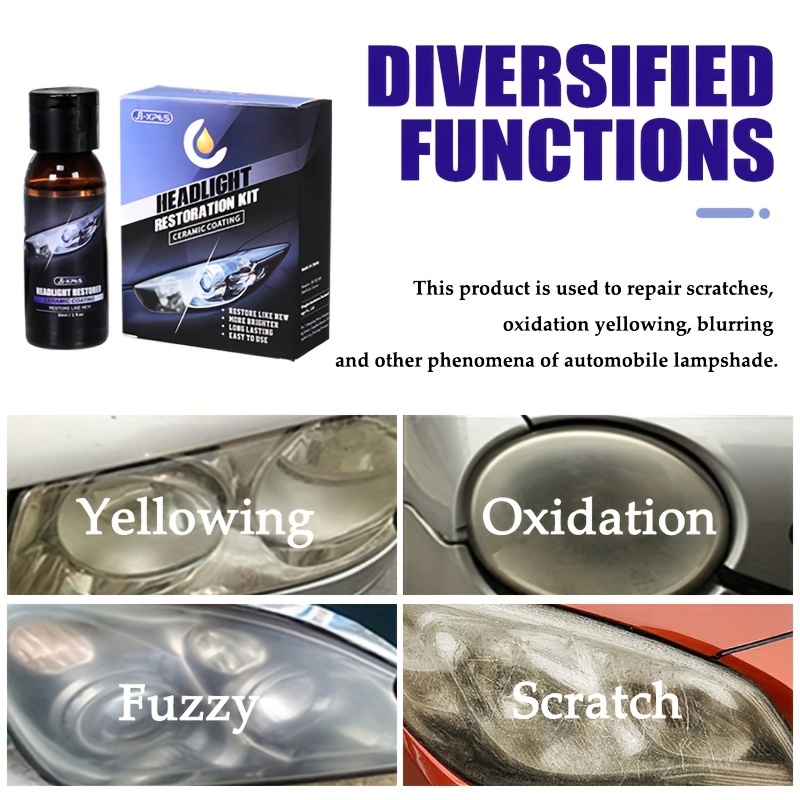 Headlight Restorer Renovation Coat Agent Polishing Kit Repair Yellowed  Oxidized Minor Cracked Blurried JBXG-8