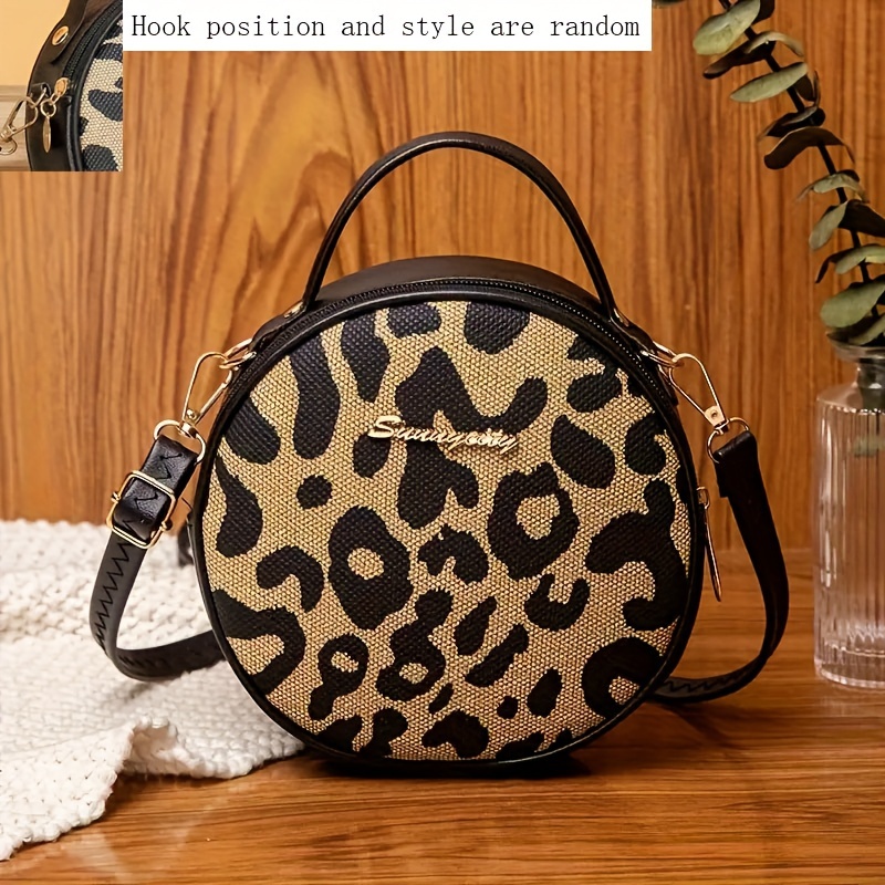 Trendy Leopard Print Round Mini Crossbody Bag Top Handle - Temu United ...