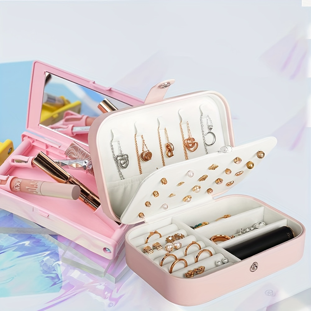 Jewelry Storage Box Pu Leather Jewelry Box 2 layer Portable - Temu