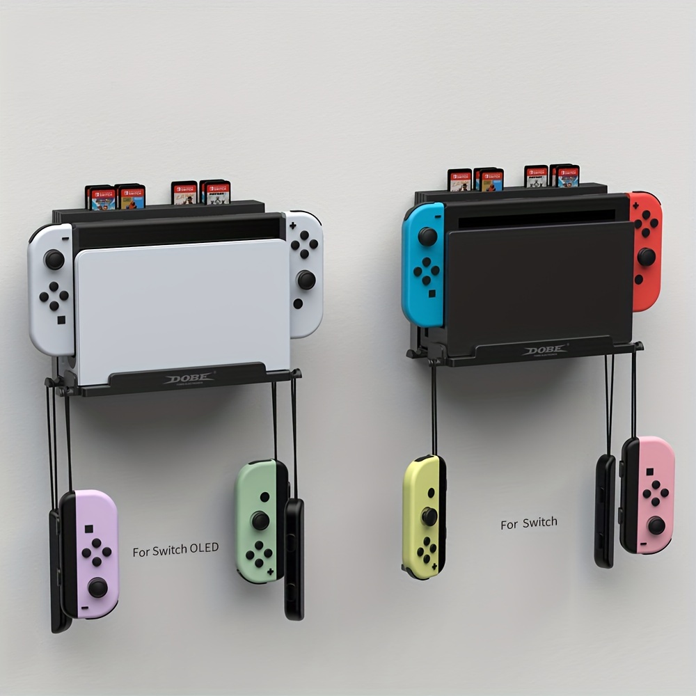 LINGYOU – support mural OLED pour Nintendo Switch, avec 6 emplacements et 2  crochets, pour ranger en toute sécurité votre Console Switch à proximité ou  derrière la télévision