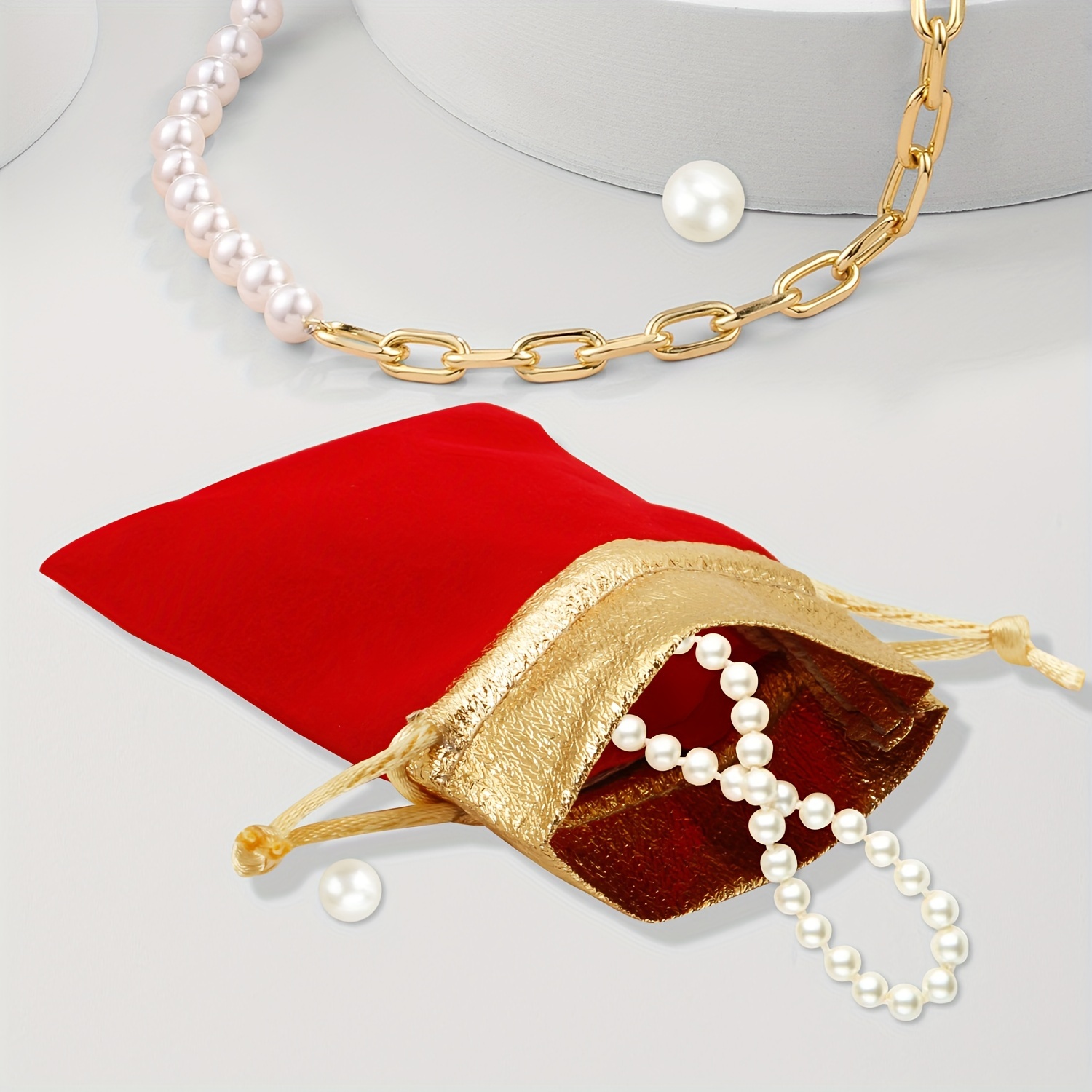 Red Jewelry Packaging Velvet Bags For Wedding - Temu