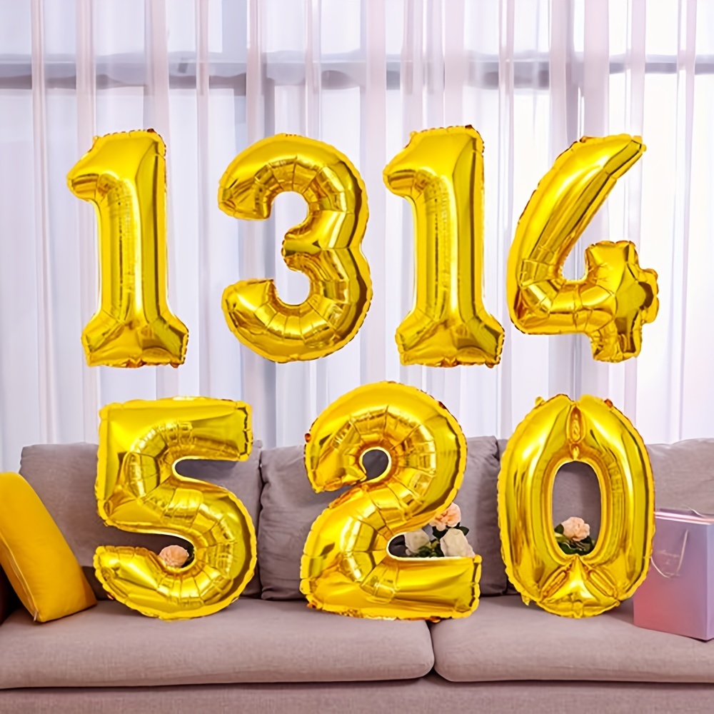 Globos dorados del número 15, gigantes, de 32 pulgadas, globos de helio  para colgar, globos de aluminio de Mylar para niños y niñas, suministros de