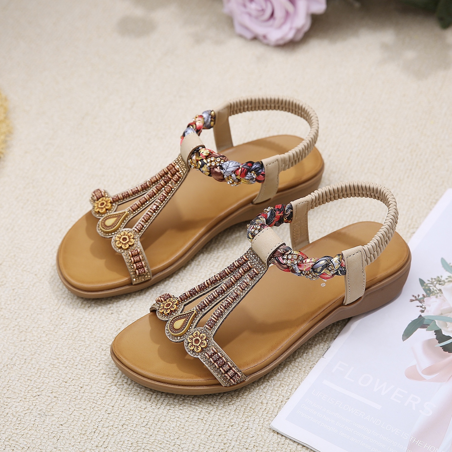 Ladies wedge 2024 heel sandals