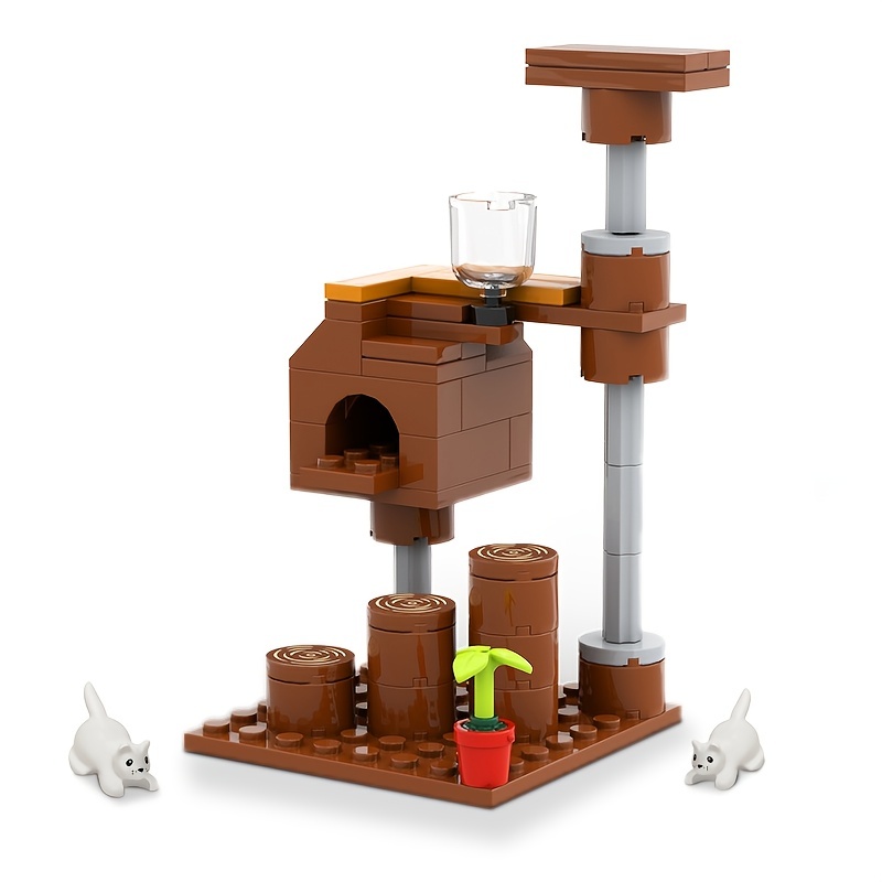 Build Your Own Cat Tree House with MOC Building Blocks DIY Construction Bricks for Kids