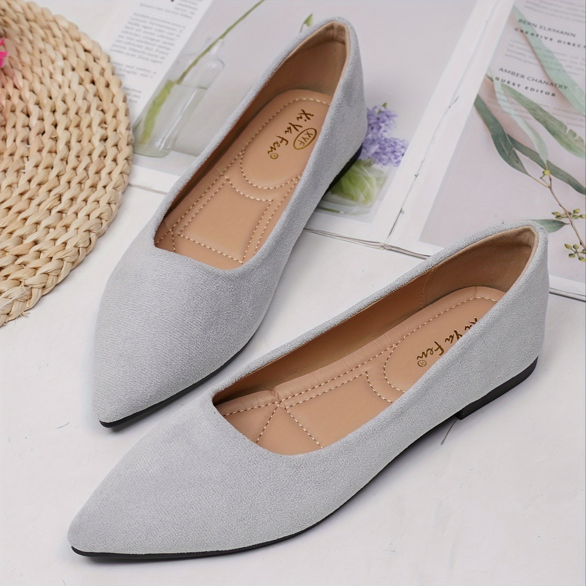 Womens Solid Color Trendy Flats Shallow Mouth Casual Slip - Temu United ...