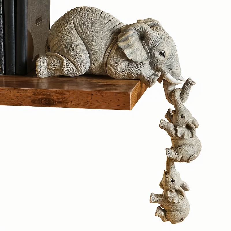 Estatua de elefante para decoración del hogar, figuras de elefante con  tronco arriba, decoración de elefante para estantes, mesa, sala de estar