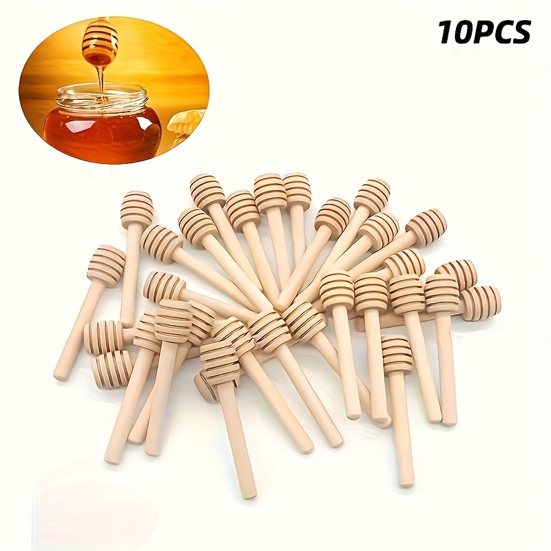 TEMU 10/30/50pcs Mini Cuchara De Miel De Madera, Mango Largo De Madera, Bar, Suministros De Tarro De Miel, Batidor De Té Con Leche, Herramientas De