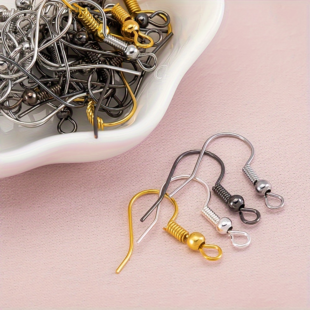 18k Plated Earring Hooks Ear Wires Fish Hooks Ball Rubber - Temu