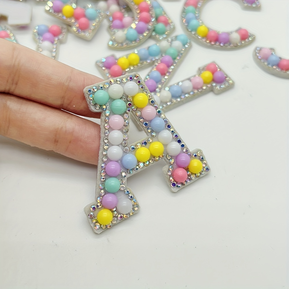 Colorful Bead Rhinestone Letter Stickers For Shirt Jacket - Temu