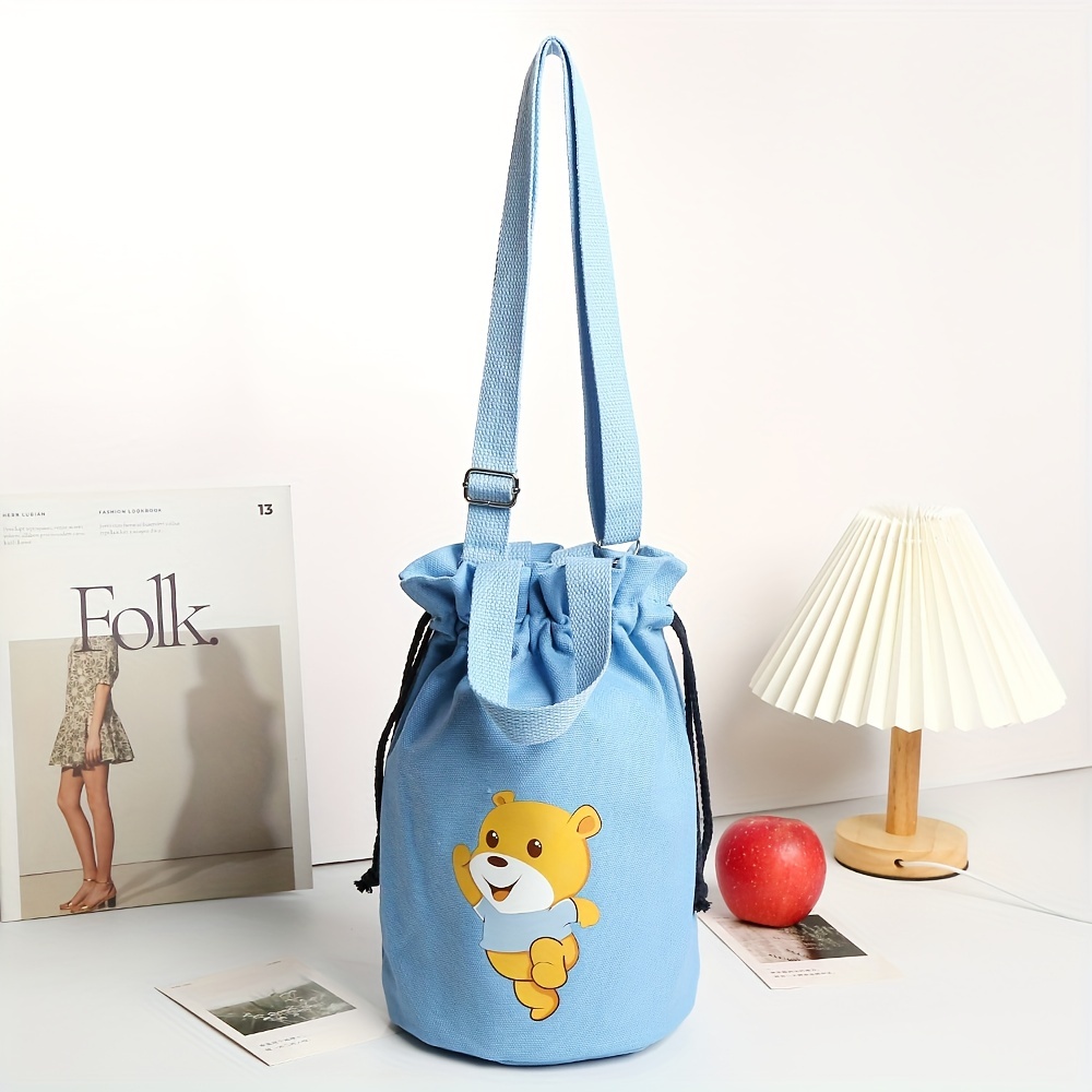Kawaii Bear Print Canvas Crossbody Bag Cute Fashion Casual Drawstring  Tunics Bag Simple Versatile Handbag Coin Purse For Little Girls Women - Bags  & Luggage - Temu Romania