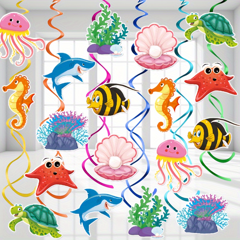 30pcs Undersea Animals Hanging Swirls Under The Sea Party