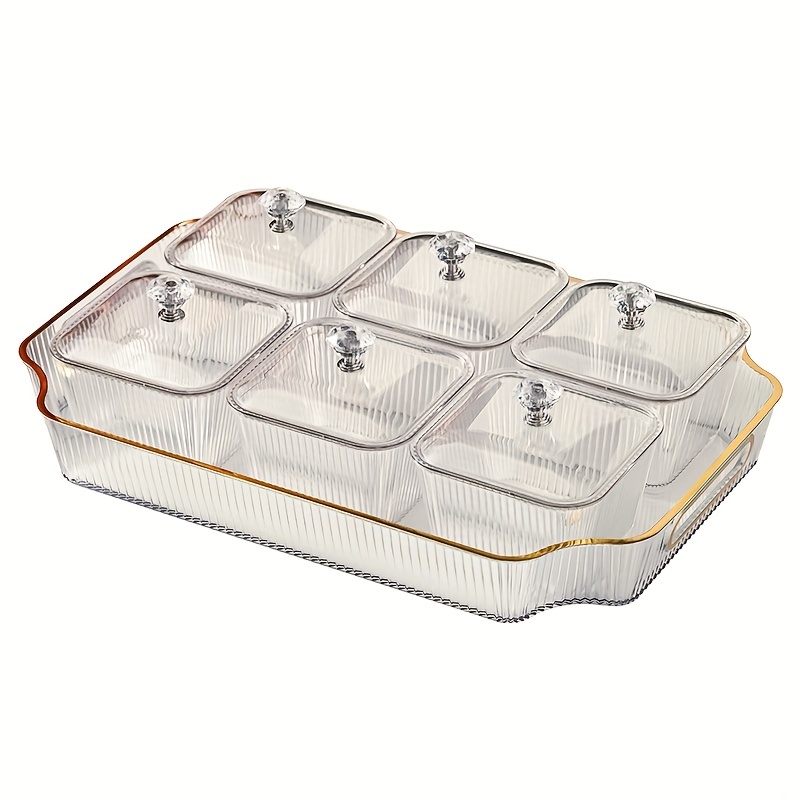 Multifunction Clear Snack Serving Tray With Lid Portable - Temu