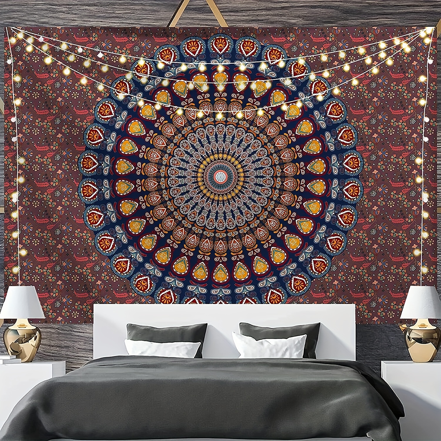 Bohemian Mandala Tapestry Hippie Tapestries Psychedelic Peacock Boho  Tapestry Wall Hanging for Bedroom(29 x 37 inches)